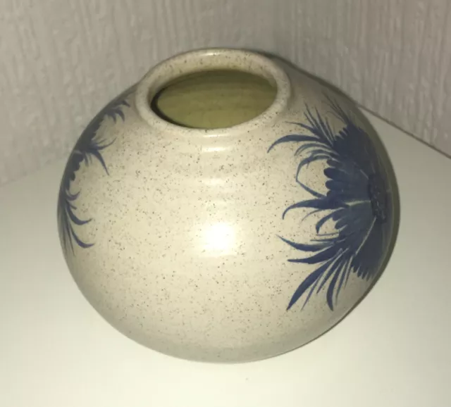 Vintage PURBECK POTTERY Grey & Blue Vase. Bournemouth England 1970's 11cm Tall