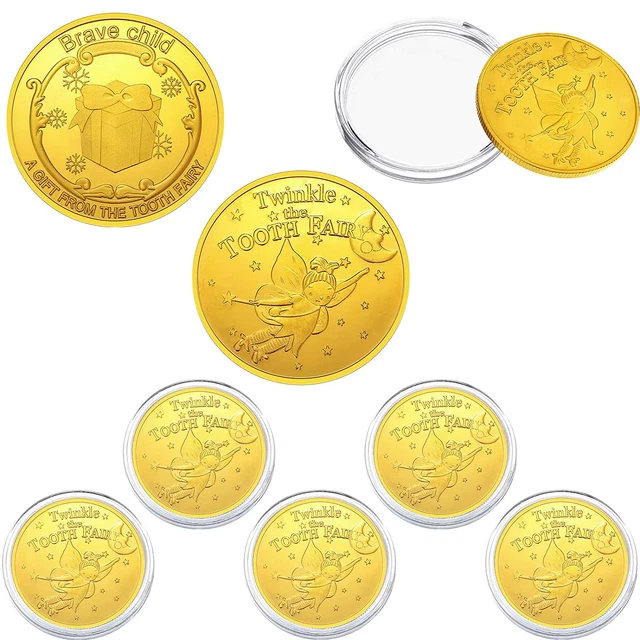 Tooth Fairy Gold Coins for Kids Boys Girls Lost Teeth Reward Commemorative Coin