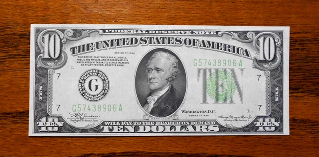 1934 $10 Federal Reserve Note 💲 crisp