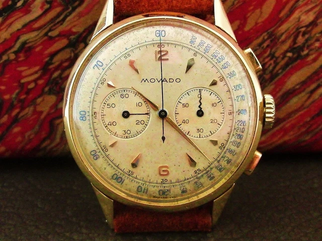 Movado Vintage Chronograph M90 18K Gold Box Booklet Original All! Very Rare!
