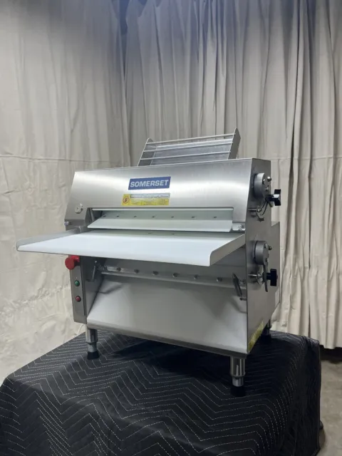 Somerset CDR-2100 Compact Electric Countertop Dough Rollers - Double Pass /  Side Operated Pizza Sheeters with 20 Synthetic Rollers