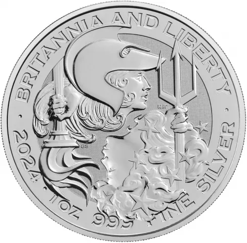 1 oz Silver Britania And Liberty  2024 2 Pounds .999