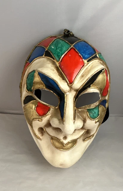 Vintage Original Hand Painted Venezia Masquerade Stamped Mask Made In Italy