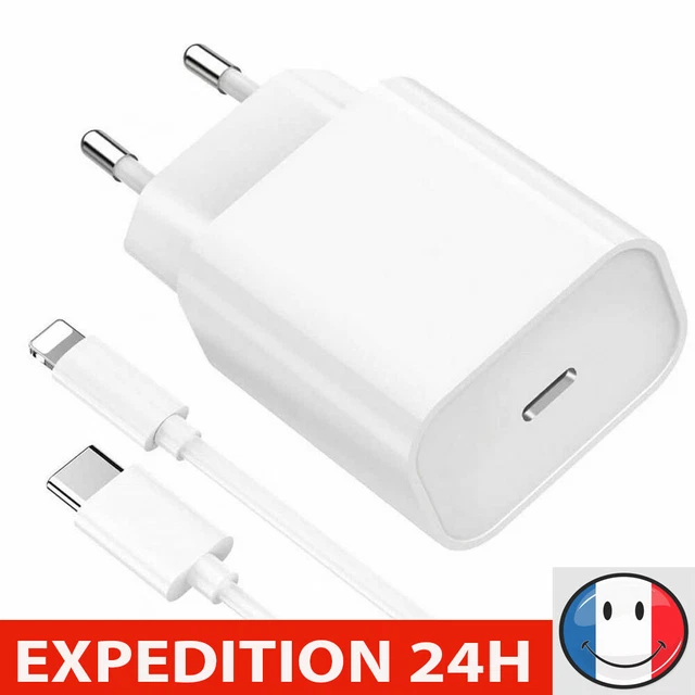 Chargeur Cable USB?C+ Adaptateur 20W Rapide Pour iPhone 13/12/11/XR/Xs/Max/8/7