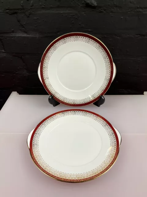 2 x Royal Grafton Majestic Red Eared Cake Bread Plates 25 cm 3 Sets Available