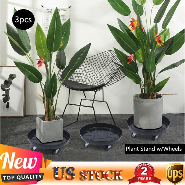 3pcs Plant Stand w/Wheels Heavy Duty Planter Flower Pot Holder Rolling Trolley