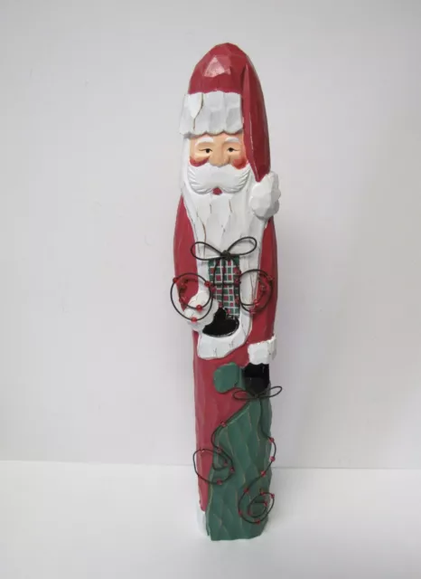 Large Santa Claus Hand Carved Wooden Christmas Figurine 18” Tall