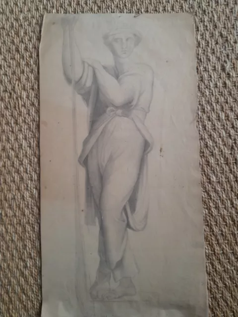 dessin ancien 19ème portrait statue étude michel ange flandrin