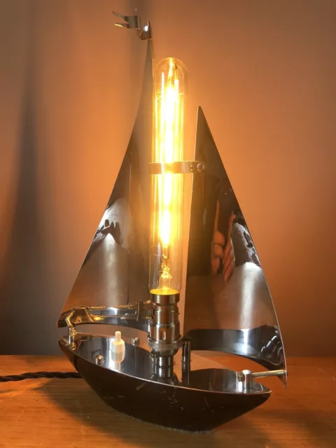 Fantastic Art Deco Chrome Yacht Ship Boat Lamp Circa 1930’s