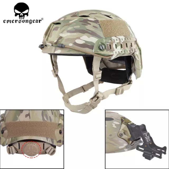 Emerson BJ Type Tactical Fast Helmet Advanced Adjustment Head Size w/ Side Rail