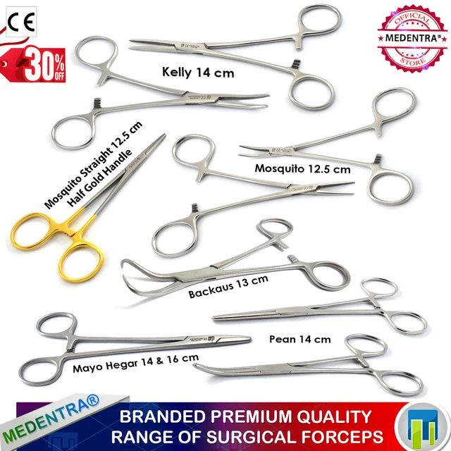 Hemostatic Clamp Locking Forceps Artery Kelly + Mosquito + Pean + Mayo Hegar New