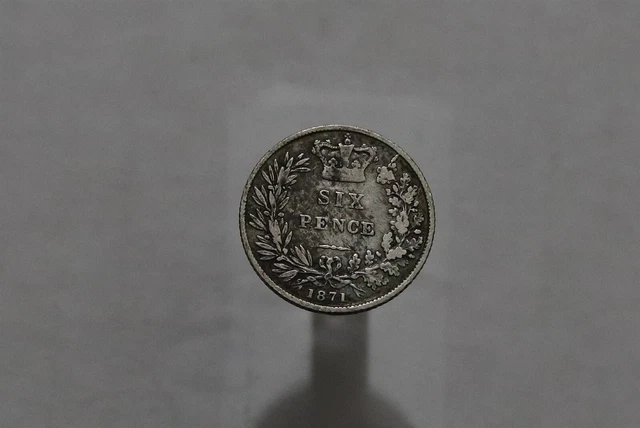 🧭 🇬🇧 Uk Gb 6 Pence 1871 Without Die Number Very Rare B59 #9725
