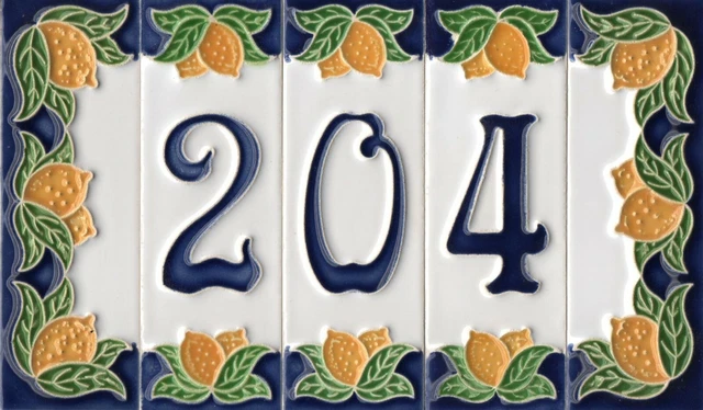 Authentic 10 x 3.4 cm Italian Handmade Lemon Ceramic Number & Letter Tiles 10