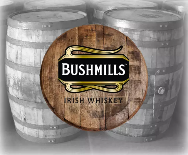 RUSTIC HOME BAR Decor Bushmills Irish Whiskey Barrel Lid wood wall art  £94.96 - PicClick UK