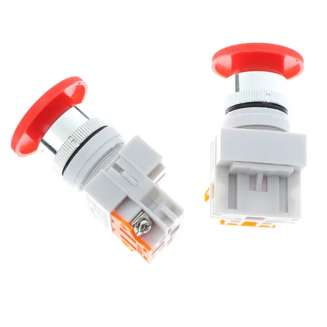1Pc Red Mushroom Cap Normally Closed Emergency Stop Push Switch Button 10A LA^-^