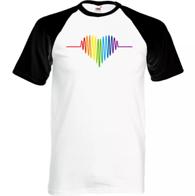 LGBT T-Shirt Pride Gay Pulse Heart Mens Rainbow Colours Top Tee Outfit Clothing
