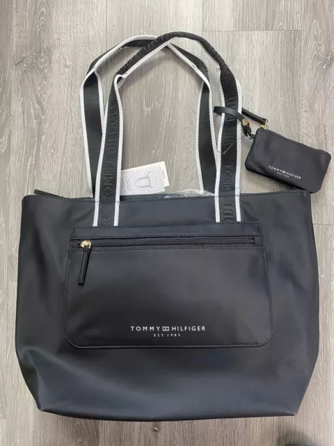 New Womens Tommy Hilfiger Black Tote Shoulder Bag Handbag Msrp-128$