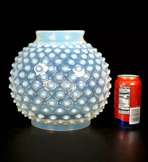 BIG 10" Antique Victorian Opalescent Glass Hobnail Oil Lamp Globe GWTW 6" Fitter