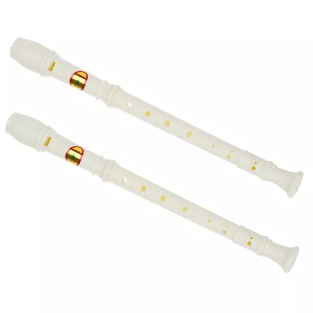 2X Students creamy-white Plastic 8 Holes Flute Recorder W Cleaning Stick B6K4