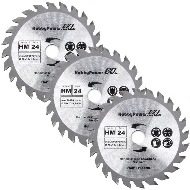 Lame De Scie Circulaire 76mm Pour Outil 10,8-12V - Coupe Bois, Plastique, Aluminium - Neuf