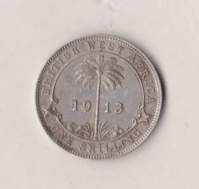 1913H British West Africa Silver Shilling Coin In Very Fine Or Better Condition.