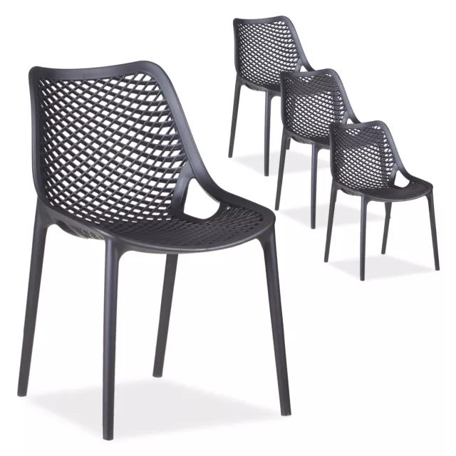 Chaise de jardin soleil terrasse fauteuil lot de 4 noir empilable Homestyle4u