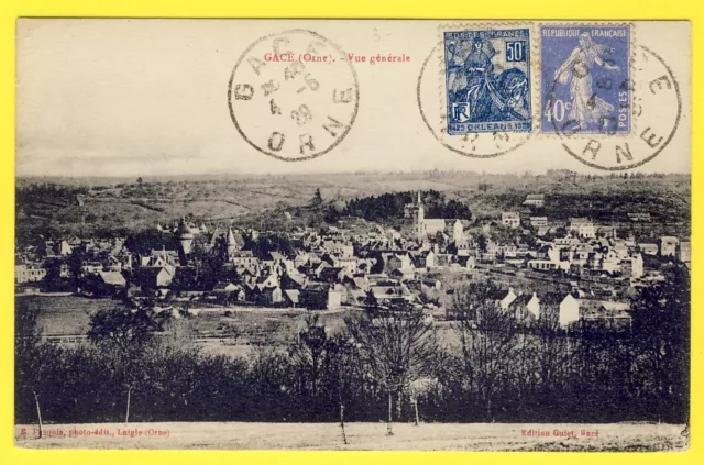 cpa 61 - Commune de GACÉ (Orne) Vue Générale voir Cachets