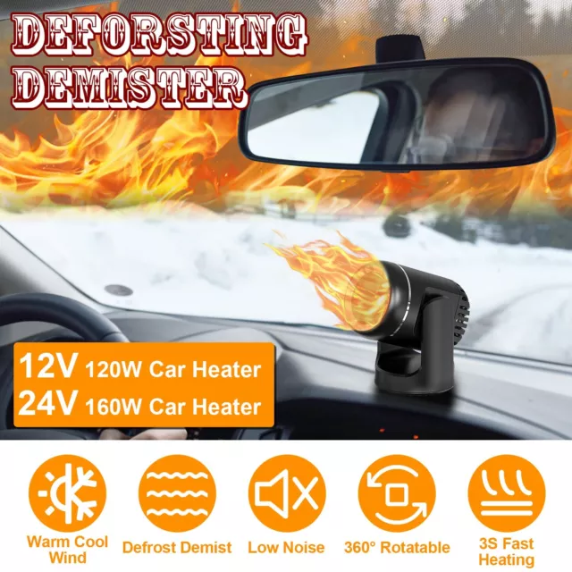 2 in 1 Heating & Cooling Fan Car Heater Portable Windshield Defogger Defroster 2