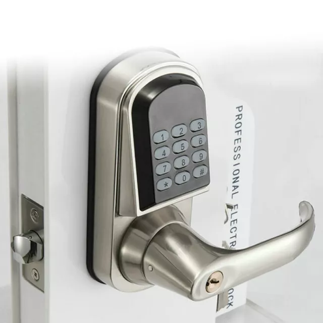 Electronic Smart Digital Door Lock Keyless Keypad Lock Code/Mifare Card Silver