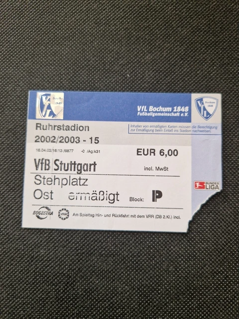 Ticket De Match Vintage – FC Bayern Munich Vs VfB Stuttgart, Saison 1987/88, Original