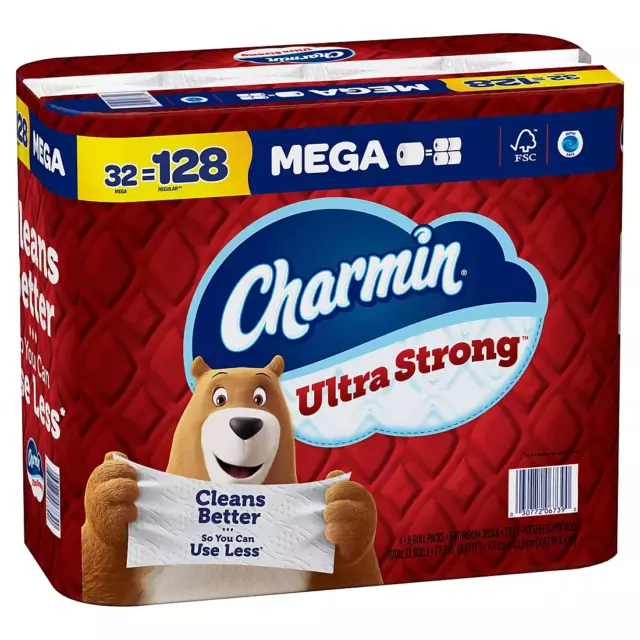 Charmin Ultra Strong Mega Roll Toilet Paper, 32 = 128 ct. 242 sheets per roll 2