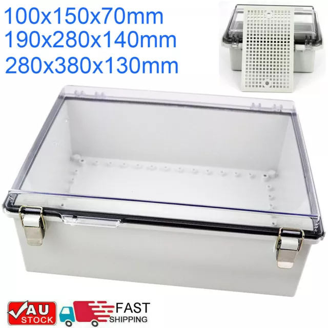 Hinged Lid IP67 Waterproof ABS Junction Box Case Electrical Enclosure Project AU