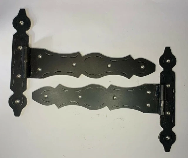 Pair Strong Black Wrought Iron Farm - Hand Forged Beeswax Cottage Door Hinge 4