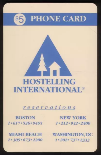 $5. Hostelling International (East: Boston, NY, Miami Beach, DC.) Phone Card