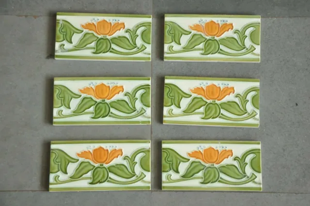 6 Pc Vintage Small Flower Art D.K Mark Fine Ceramic Tiles,Japan 2