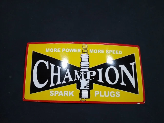 Porcelain Champion Spark Plugs Enamel Metal Sign Size 40'' x 20" Inches