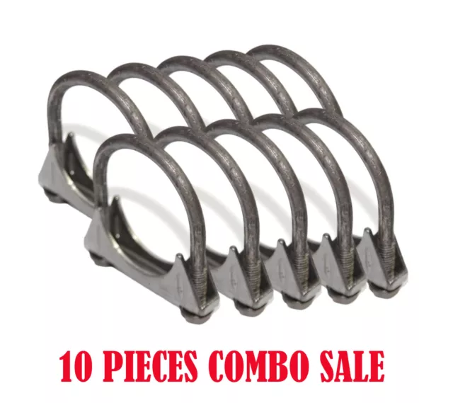 10 PCS  2" I.D. Universal heavy duty Exhaust Hanger 2" U Bolt Mild Steel Clamp