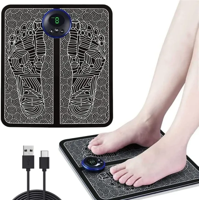 Electric Foot Massager Pad 8 Modes Blood Circulation Ems Muscle Stimulator Mat