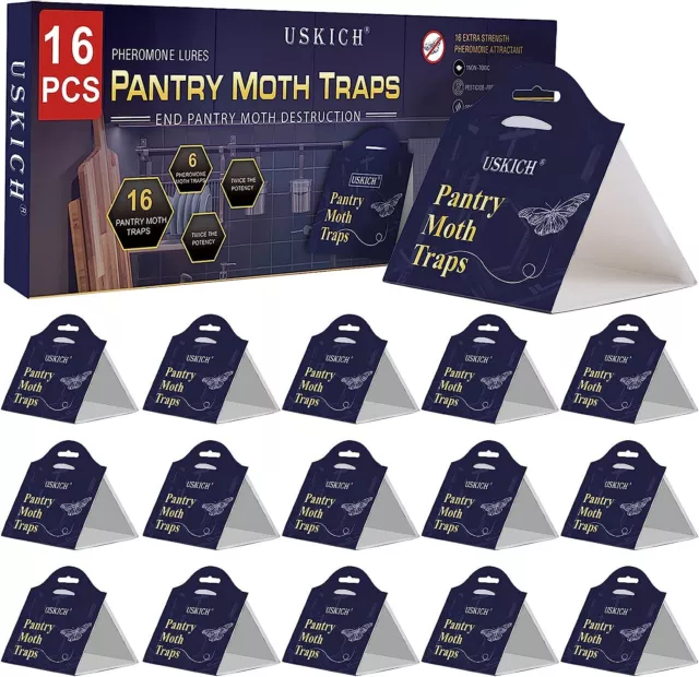 Moth Traps for Pantry Moths, 16 Pack Kitchen Moth Traps with Pheromones Prime,