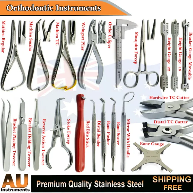 Orthodontics Bracket Gauges Ligature Braces Placing Removing & Archwire Cutters