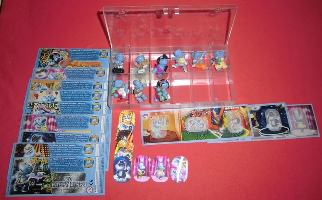 LOT FIGURINES KINDER Surprise 9 Happy Hippo + Cartes + BPZ + Boîte JRF ...