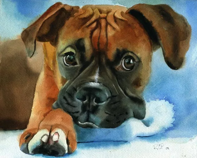 Giclee Print Boxer Dog Watercolor Watercolor Painting Art Pet Portrait puppy