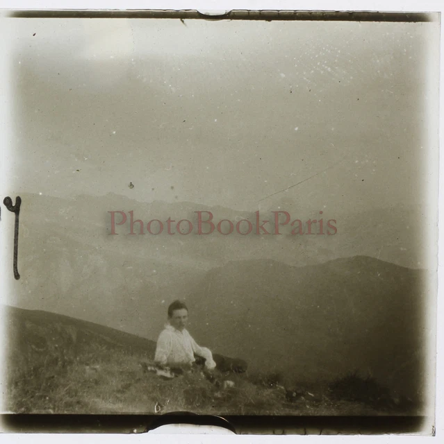 FRANCE Champéry 1928 Photo c1910 Plaque de verre Stereo Vintage 
