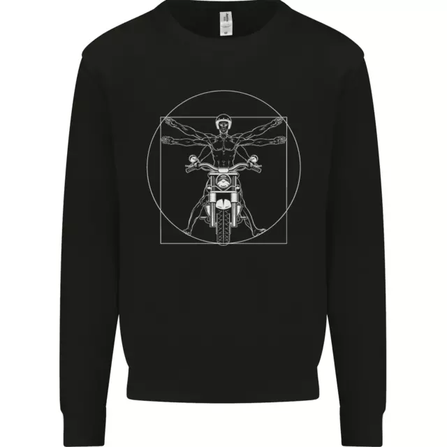 Vitruvian Biker Motorcycle Motorbike Mens Sweatshirt Jumper