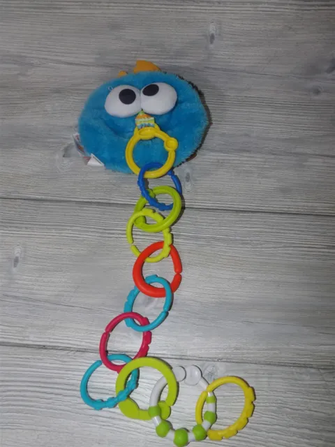 On the Go Cookie Monster Cookie Teether Car Seat Stroller Clips Bright Starts