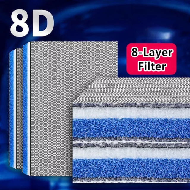 8D Aquarium Filter Media 8-Layer Filter Pads Bio Sponge Foam for Fish Tank Pond