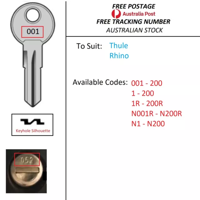 Key Cut to Code - for Thule Bike Ski Roof Rack Pod - Spare/Replacement/Lost Keys