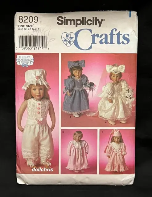 Simplicity 18” Doll Pattern Victorian Nightgown Undergarments Bridal Gown UNCUT