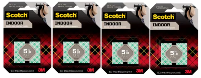 Scotch MOUNTING SQUARES White 16 Squares Double-Sided 111S - 4 Pack