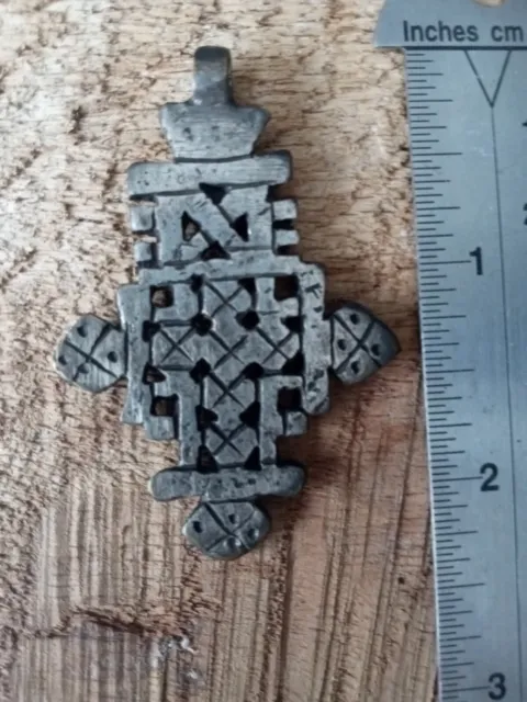 Silver Ethiopian Coptic Cross  Pendant African White Metal Handmade